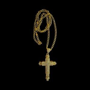 New Elegant Gold Tone Cross Pendant Necklace